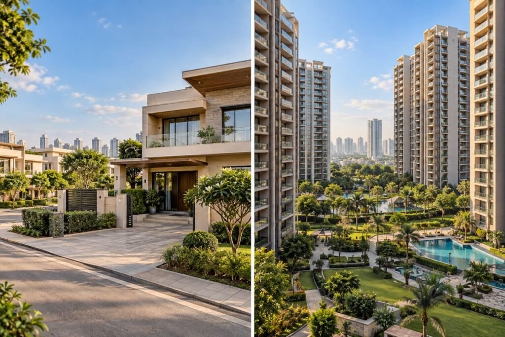 Freehold house plot versus apartment ownership in Gurugram