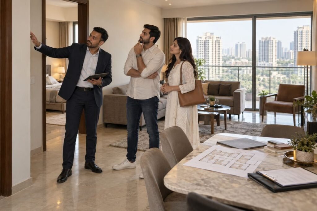 Buyer inspecting a resale apartment in Gurugram before purchase