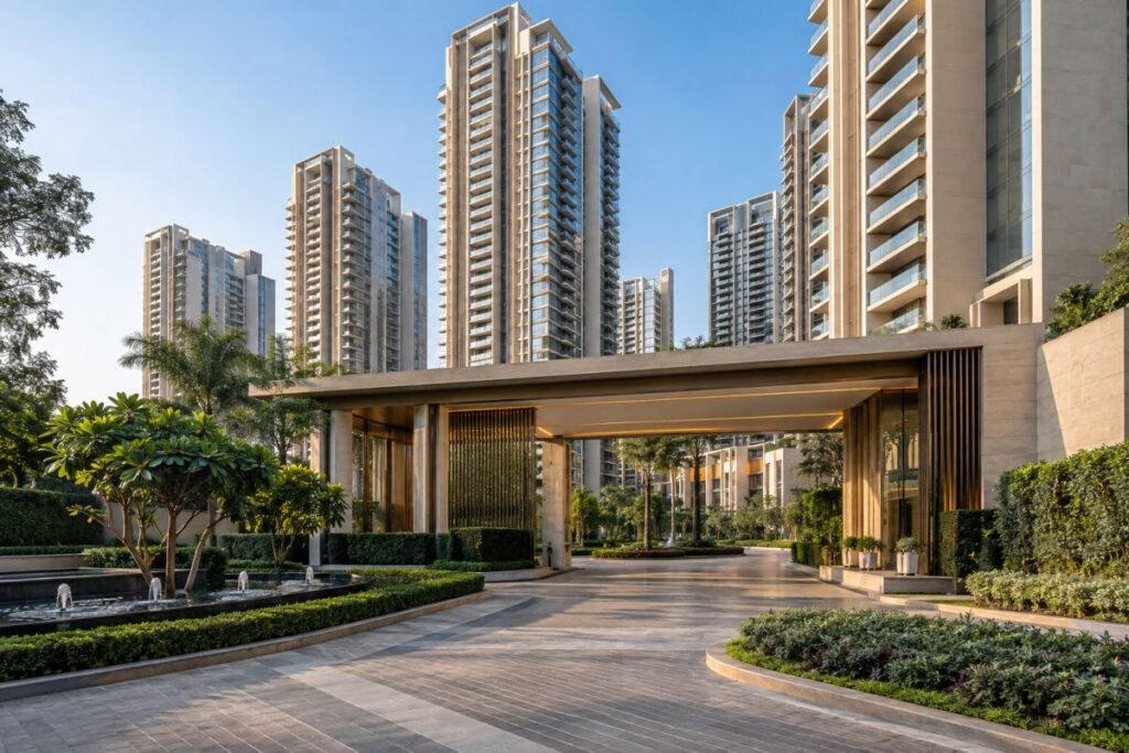 Luxury residential towers representing M3M Elie Saab Gurugram