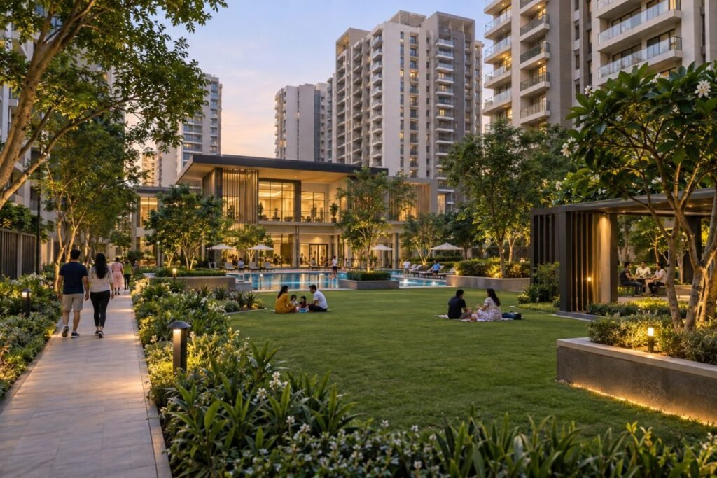 Premium gated community living with landscaped amenities in Gurugram