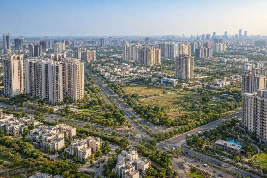 Properties in Sector 37 Gurugram aerial view and residential development