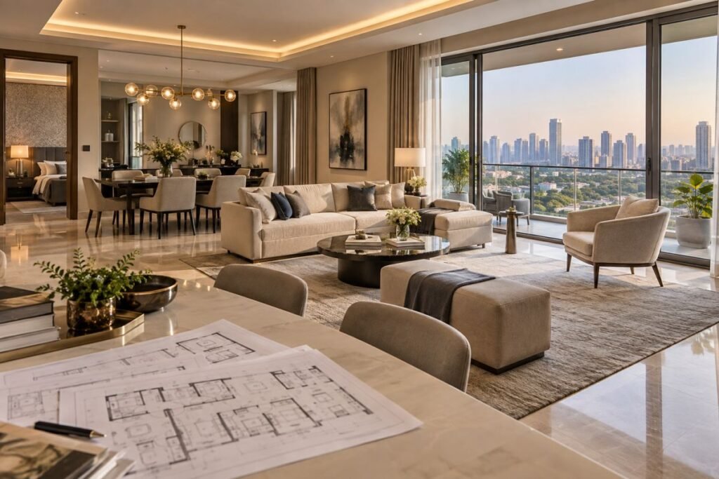Tulip Crimson 4 BHK apartment floor plan and spacious living area