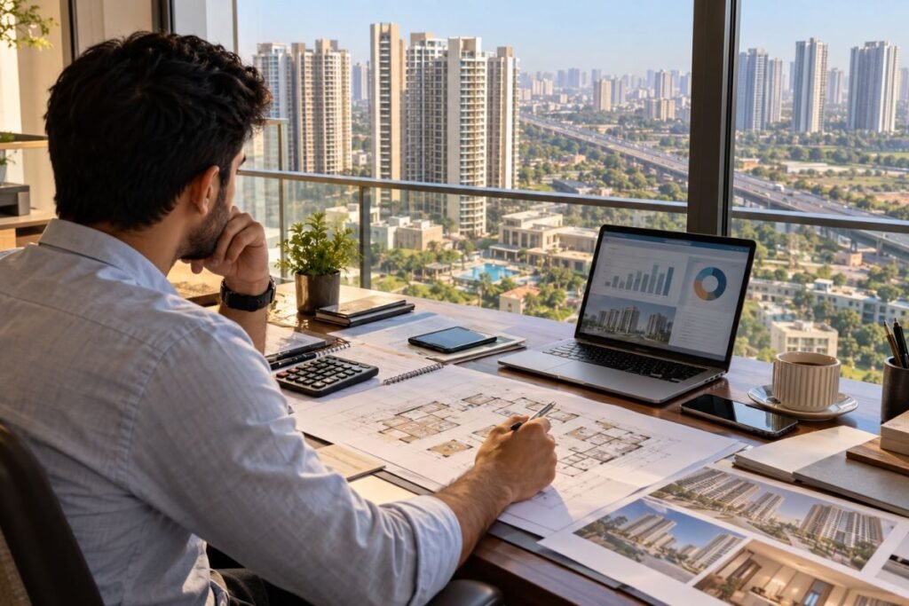 Buyer evaluating residential property in Dwarka Expressway
