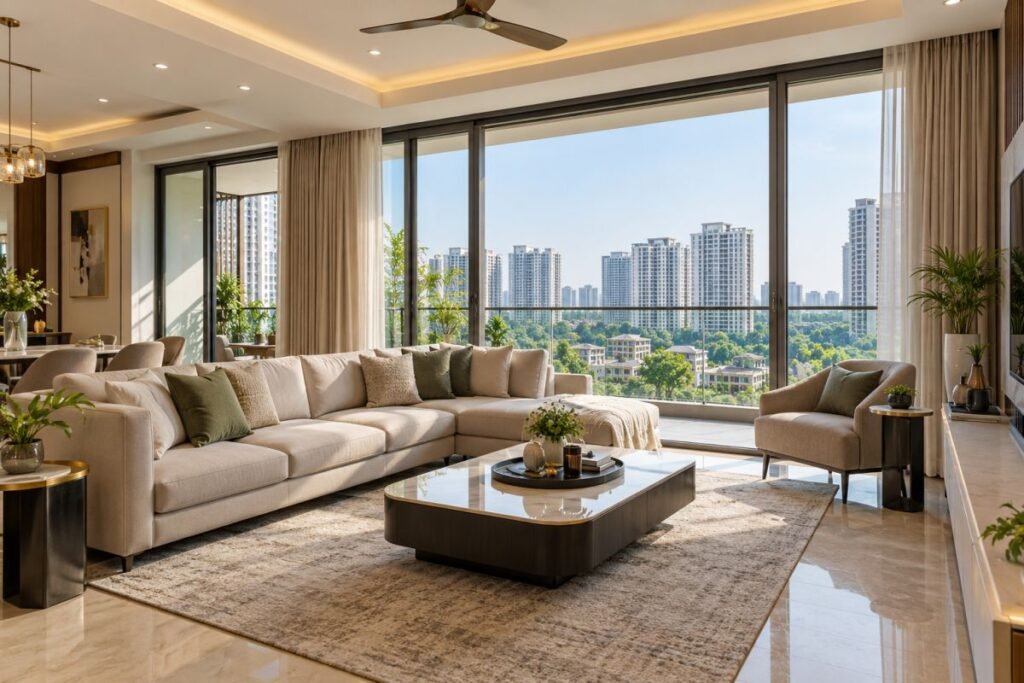Modern apartment interior illustrating residential options for buyers considering flats in Southern Peripheral Road, Gurugram.