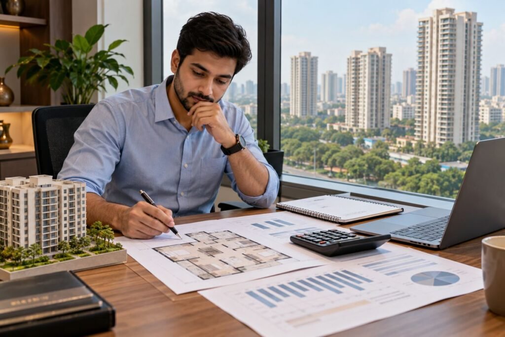 Investor analysing rental yield and properties near IT parks in Gurugram before buying.