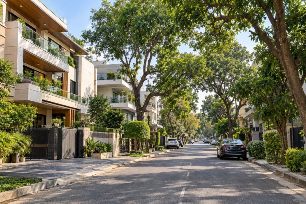 Properties in DLF Phase 1 Gurugram featuring established independent houses and tree-lined residential streets