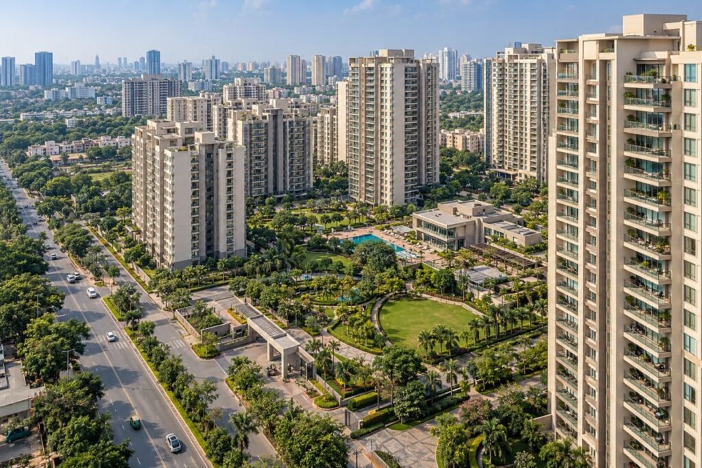 Properties in Sector 60 Gurugram with premium residential apartment towers and landscaped surroundings.