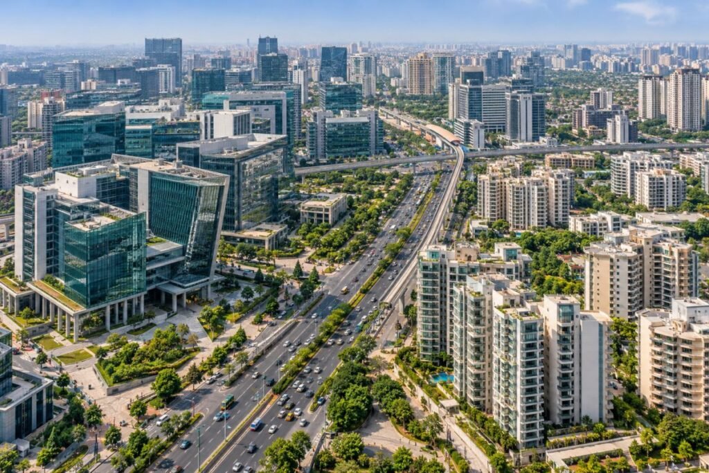Properties near IT parks in Gurugram with modern corporate offices and residential towers.