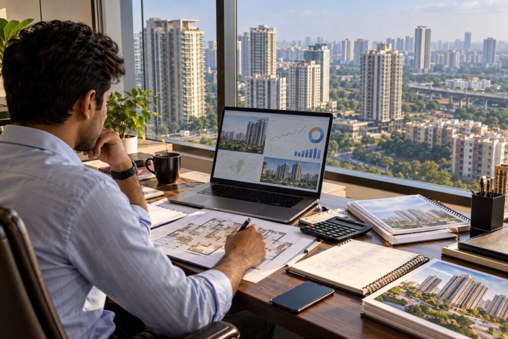 Investor analysing Puri Constructions property investment in Gurugram