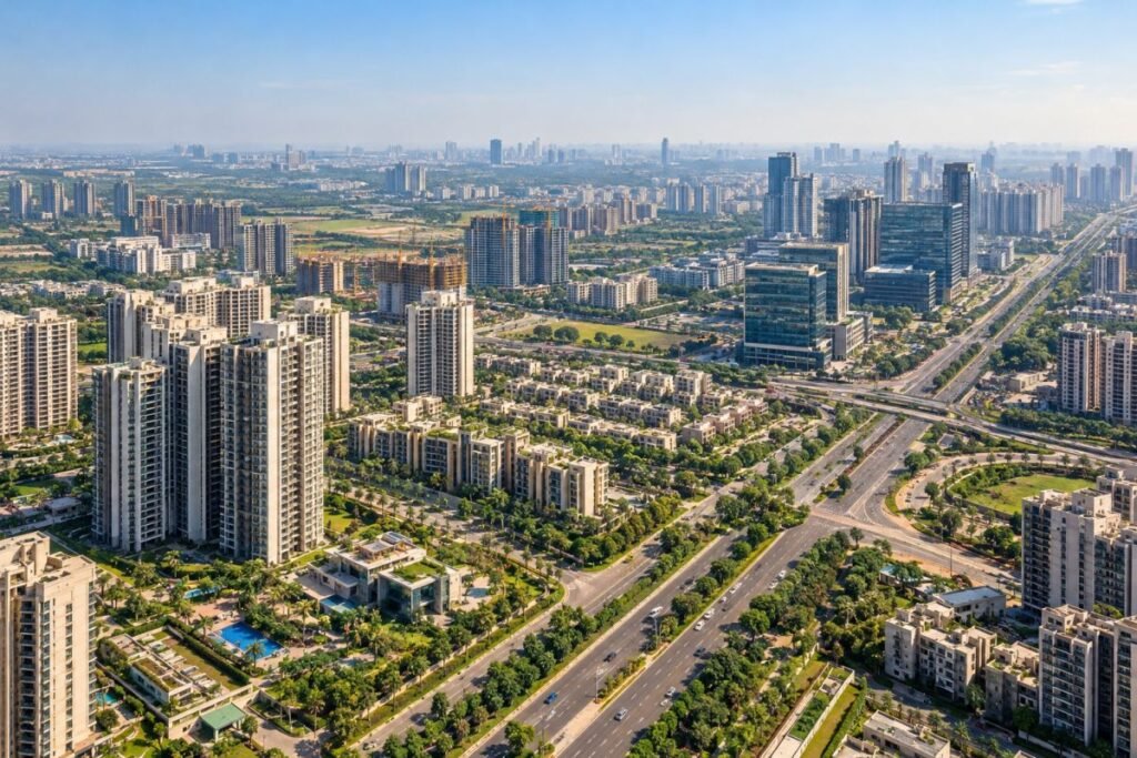 Residential properties in New Gurugram with modern apartment communities