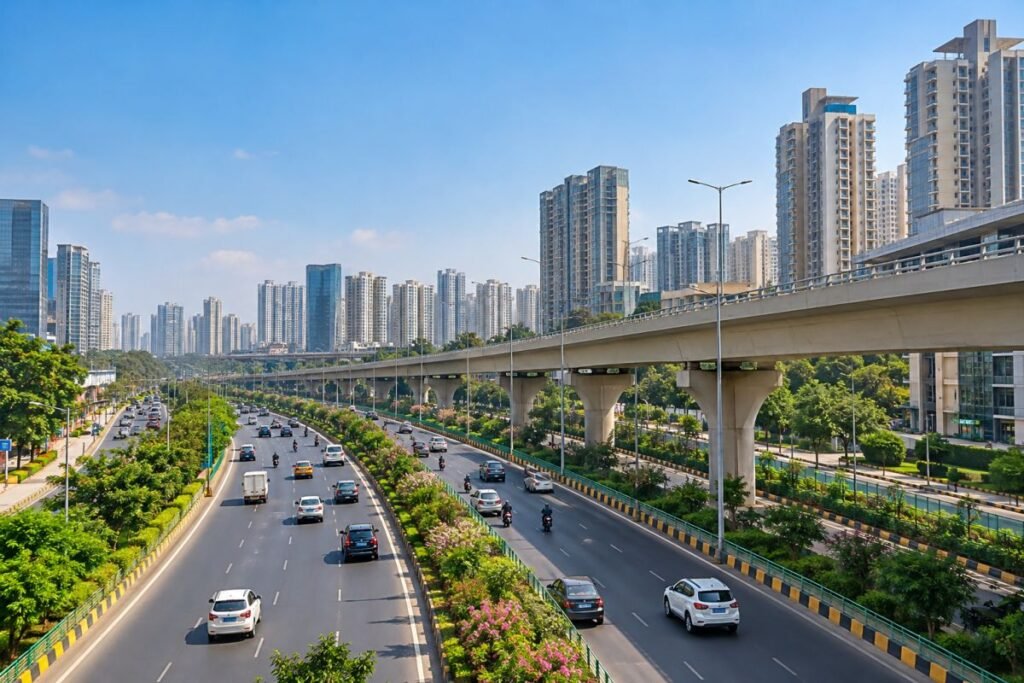 Urban road connectivity near Southern Peripheral Road Gurugram residential developments.
