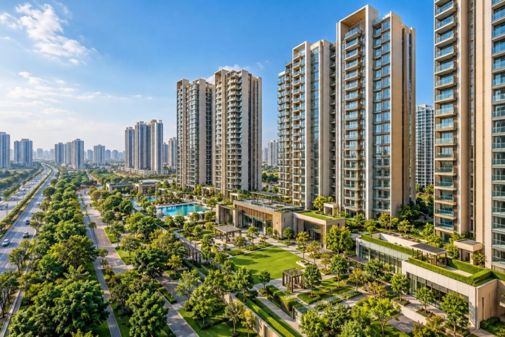 Residential apartment projects in the Southern Peripheral Road and Sector 76–77 corridor of Gurugram.