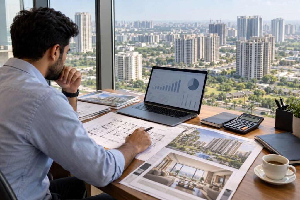 Real estate investment analysis for properties in Southern Peripheral Road, Gurugram, comparing costs and potential returns.