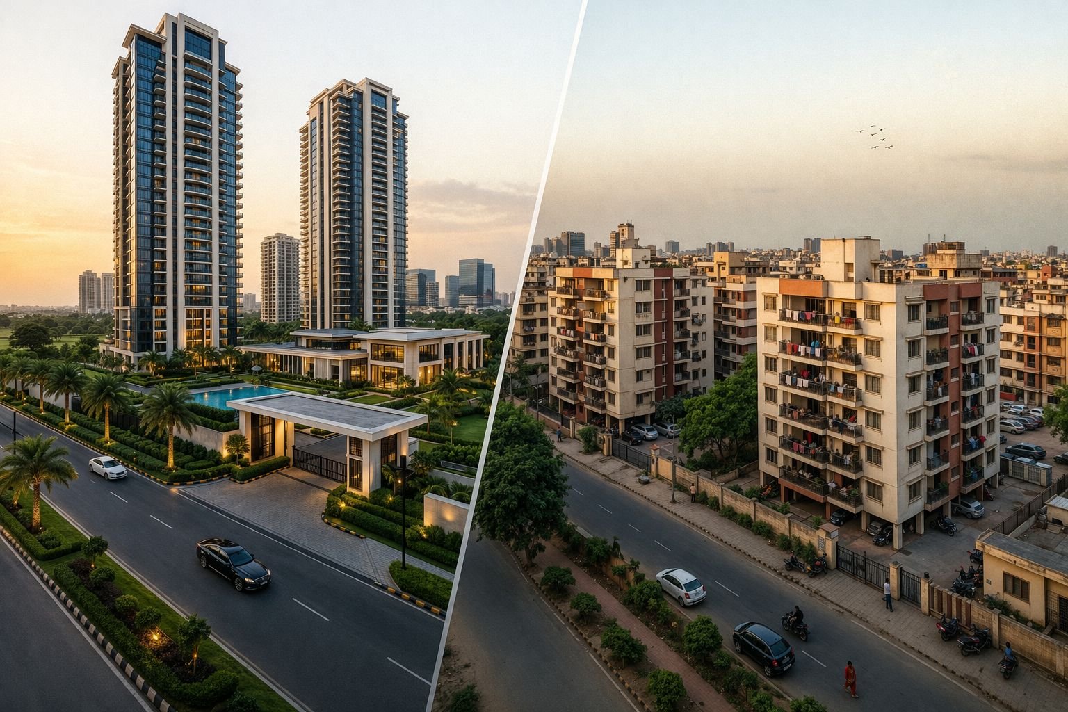 Luxury apartments and mid-segment housing comparison in Gurgaon