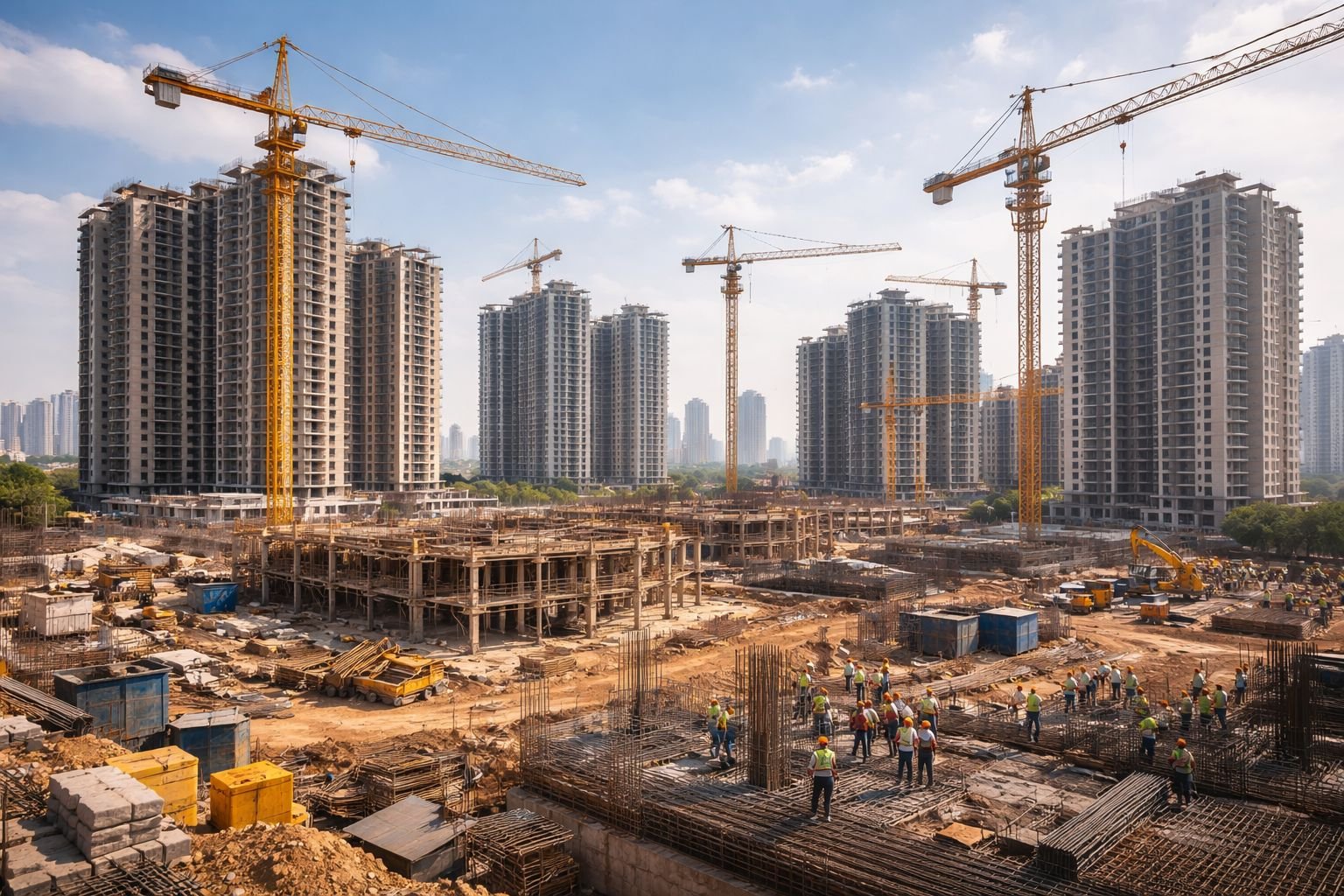 High-rise construction and cranes showing real estate growth in Gurgaon